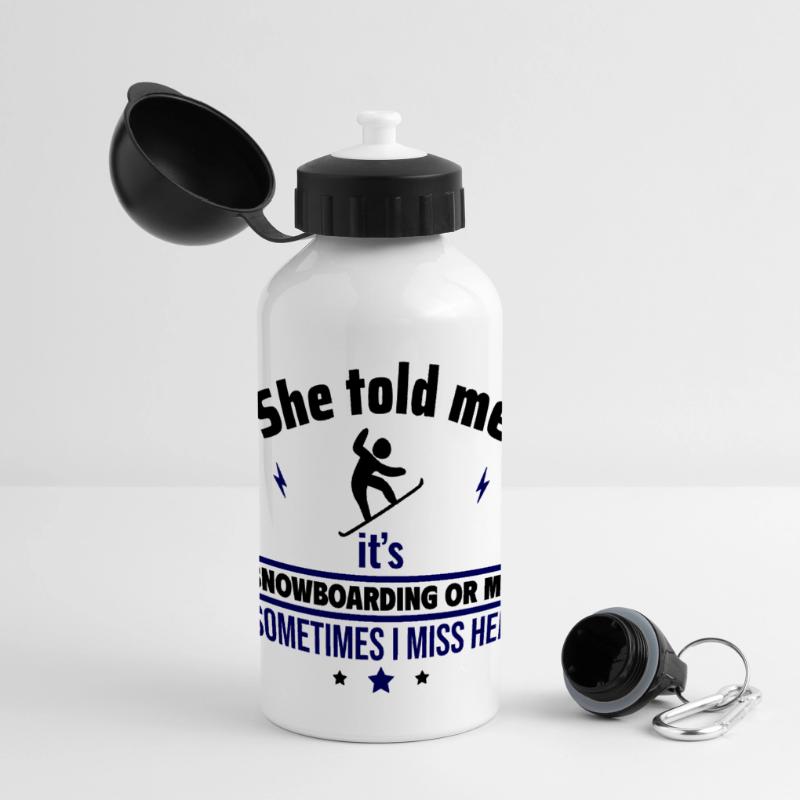 Sie sagte: Snowboard oder ich Panorama Trinkflasche mit Deckel 500 ml