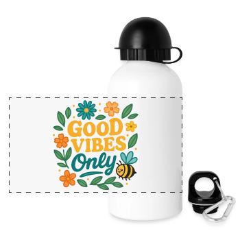 gute Stimmung | farbiges Sommer Design - Panorama Trinkflasche mit Deckel 500 ml - Weiß - Vorne