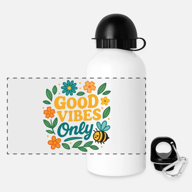 gute Stimmung | farbiges Sommer Design - Panorama Trinkflasche mit Deckel 500 ml - Weiß