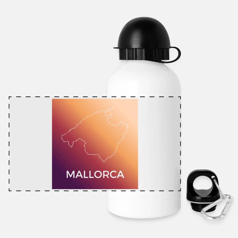 Contour de Majorque au coucher du soleil - Gourde panoramique avec couvercle 500 ml - blanc