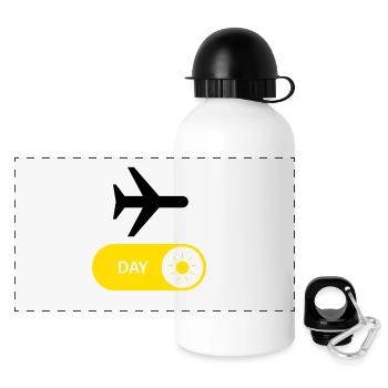 Weltreisen - AUF - Panorama Trinkflasche mit Deckel 500 ml - Weiß - Vorne