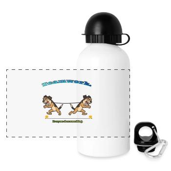 Teamwork Tug: Twin Canine Effort - Panoramic Thermal Bottle with Lid 500 ml - white - Front