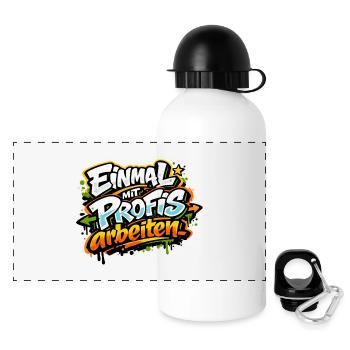 Einmal mit Profis arbeiten - Panorama Trinkflasche mit Deckel 500 ml - Weiß - Vorne