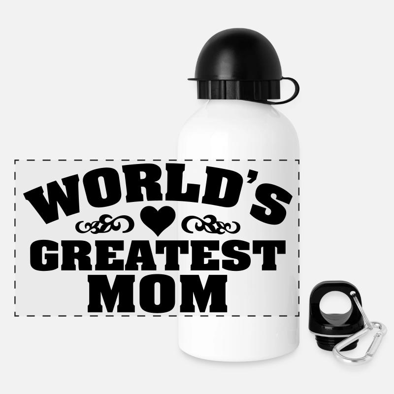 WORLD´S GREATEST MOM - Panorama Trinkflasche mit Deckel 500 ml - Weiß