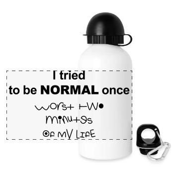 I tried to be normal once - Panorama Trinkflasche mit Deckel 500 ml - Weiß - Vorne
