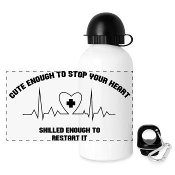 Cute Enough to stop your heart - Panorama Trinkflasche mit Deckel 500 ml - Weiß - Vorne