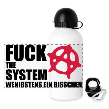 fuck_the_system_2 - Gourde panoramique avec couvercle 500 ml - blanc - Devant
