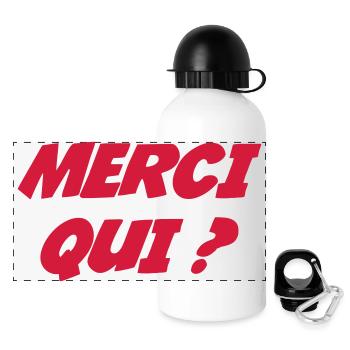 Merci qui ? - Gourde panoramique avec couvercle 500 ml - blanc - Devant