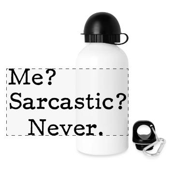 Me? Sarcastic? - Never. - Panorama Trinkflasche mit Deckel 500 ml - Weiß - Vorne