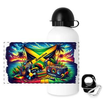 Jamaïque Caraïbes Reggae Musique - Gourde panoramique avec couvercle 500 ml - blanc - Devant