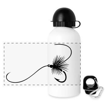Fly Fishing Angler Gone Fishing - Panoramic Thermal Bottle with Lid 500 ml - white - Front