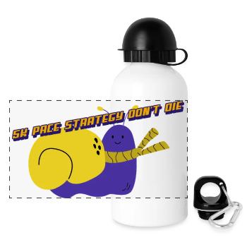 5K Pace Straregy Don't Die - Panorama Trinkflasche mit Deckel 500 ml - Weiß - Vorne