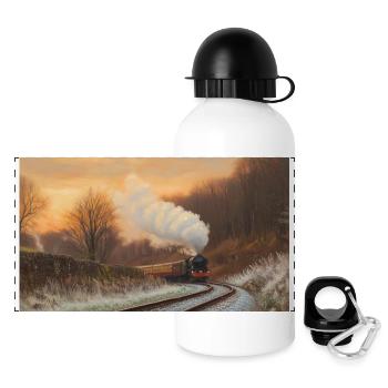Fliegender Schotte im Winter - Panorama Trinkflasche mit Deckel 500 ml - Weiß - Vorne