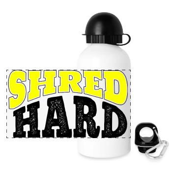 Shred Hard Snowboard Spruch - Panorama Trinkflasche mit Deckel 500 ml - Weiß - Vorne