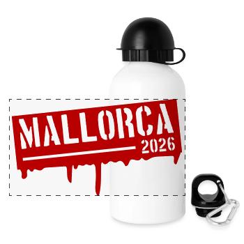 Mallorca 2026 - Panorama Trinkflasche mit Deckel 500 ml - Weiß - Vorne