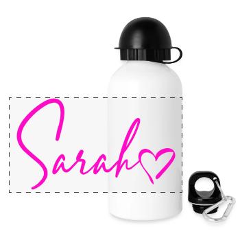 Sarah signature Rose Néon - Gourde panoramique avec couvercle 500 ml - blanc - Devant