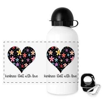 Citation Mignonne Femme Coeur Fleurs - Gourde panoramique avec couvercle 500 ml - blanc - Devant