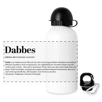Dabbes Definition Tollpatsch Schussel Pechvogel - Panorama Trinkflasche mit Deckel 500 ml - Weiß - Vorne