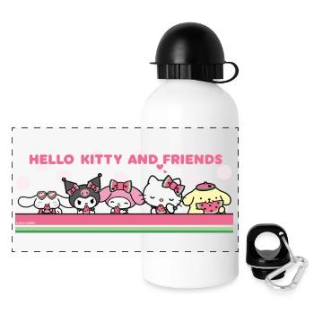 Hello Kitty And Friend Essen Wassermelone - Panorama Trinkflasche mit Deckel 500 ml - Weiß - Vorne