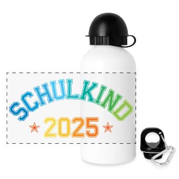 Schulkind 2025 Einschulung College Trikot - Panorama Trinkflasche mit Deckel 500 ml - Weiß - Vorne
