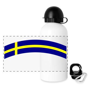 Drapeau de la Suède - Gourde panoramique avec couvercle 500 ml - blanc - Devant