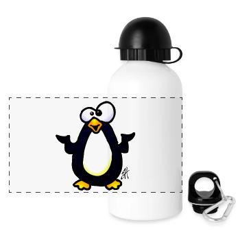 Whimsical Penguin Cartoon Design - Panoramic Thermal Bottle with Lid 500 ml - white - Front
