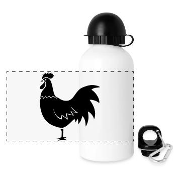 Hahn (Vektor) - Panorama Trinkflasche mit Deckel 500 ml - Weiß - Vorne