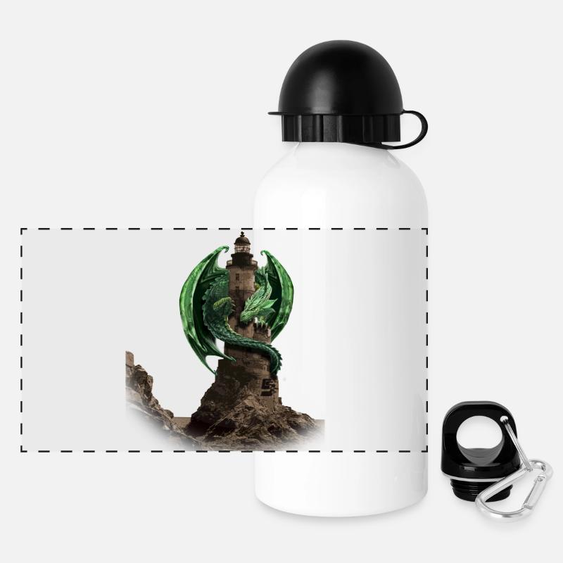 dragon lighthouse by customstyle - Gourde panoramique avec couvercle 500 ml - blanc
