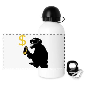 monkey sprayed dollar signs - Panoramic Thermal Bottle with Lid 500 ml - white - Front