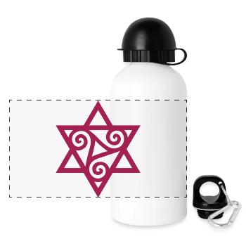 TRISKELE: Yin power symbol, vector, Merkaba, - Panoramic Thermal Bottle with Lid 500 ml - white - Front