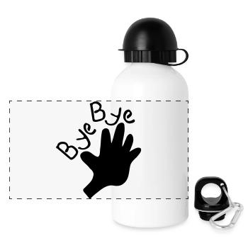 Bye Bye txt et les mains - Gourde panoramique avec couvercle 500 ml - blanc - Devant