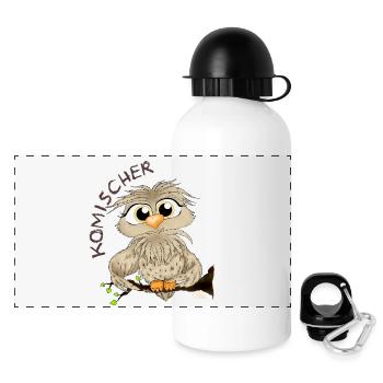 Komischer Kauz - Panorama Trinkflasche mit Deckel 500 ml - Weiß - Vorne