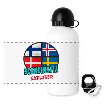 Scandinavia Explorer / Scandinavie / Cadeau - Gourde panoramique avec couvercle 500 ml - blanc - Devant