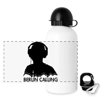 Berlin Calling Silhouette Shirts - Panorama Trinkflasche mit Deckel 500 ml - Weiß - Vorne