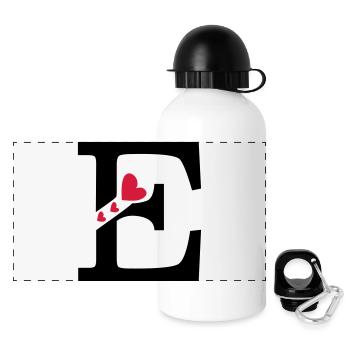 Capital letter E with hearts - Panoramic Thermal Bottle with Lid 500 ml - white - Front
