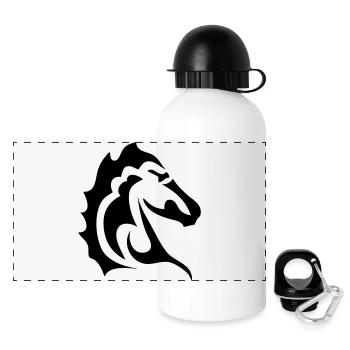 tribal horse head 1 - Panoramic Thermal Bottle with Lid 500 ml - white - Front