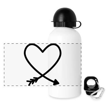 Coeur flèche amour amitié force idée cadeau - Gourde panoramique avec couvercle 500 ml - blanc - Devant