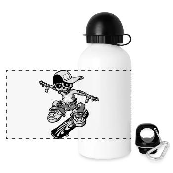 Skeleton and skateboard flex - Panorama Trinkflasche mit Deckel 500 ml - Weiß - Vorne
