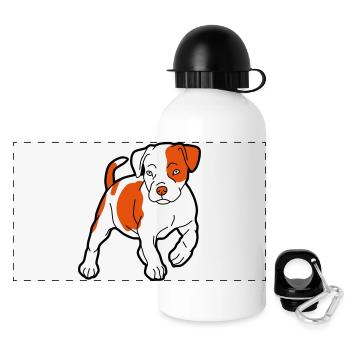 Orangener Hund Cartoon Muster - Panorama Trinkflasche mit Deckel 500 ml - Weiß - Vorne