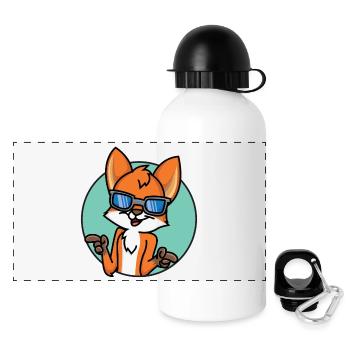 Renard drôle - Gourde panoramique avec couvercle 500 ml - blanc - Devant