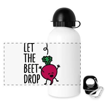 funny Let the beet drop - beat drop wordplay - Panoramic Thermal Bottle with Lid 500 ml - white - Front