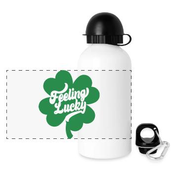 St. Patrick’s Day Gift Shamrock Men, Women, Kids - Panoramic Thermal Bottle with Lid 500 ml - white - Front