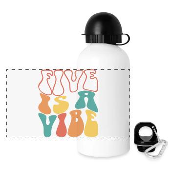 Five Is A Vibe, 5 Jahre alt, Kinder zum 5. Geburtstag - Panorama Trinkflasche mit Deckel 500 ml - Weiß - Vorne