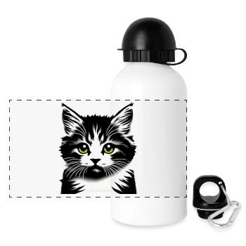 Visage de chat affectueux - Gourde panoramique avec couvercle 500 ml - blanc - Devant
