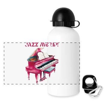 Piano jazz avec des notes de musique colorées - Gourde panoramique avec couvercle 500 ml - blanc - Devant