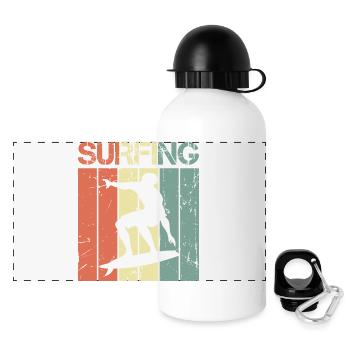 Planche de surf vintage - Gourde panoramique avec couvercle 500 ml - blanc - Devant