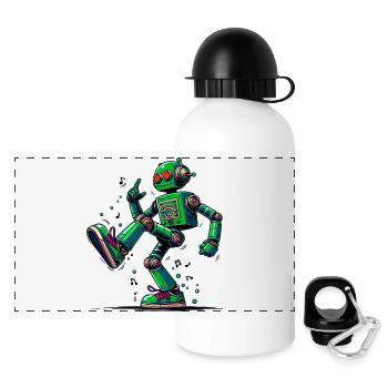 Extraterrestrial alien robot dances - Panoramic Thermal Bottle with Lid 500 ml - white - Front