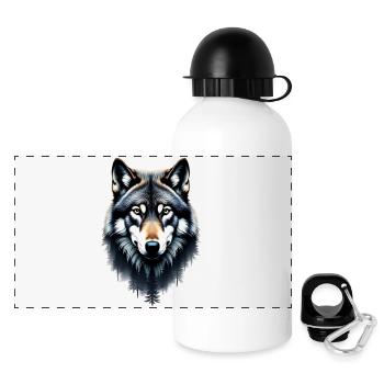Alpha Wolf Tier Natur schön Wald Design - Panorama Trinkflasche mit Deckel 500 ml - Weiß - Vorne