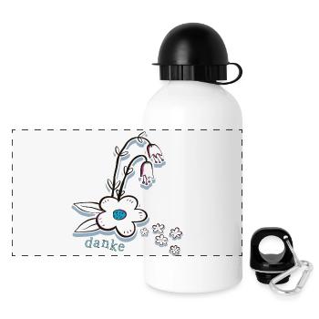 Danke - Panorama Trinkflasche mit Deckel 500 ml - Weiß - Vorne