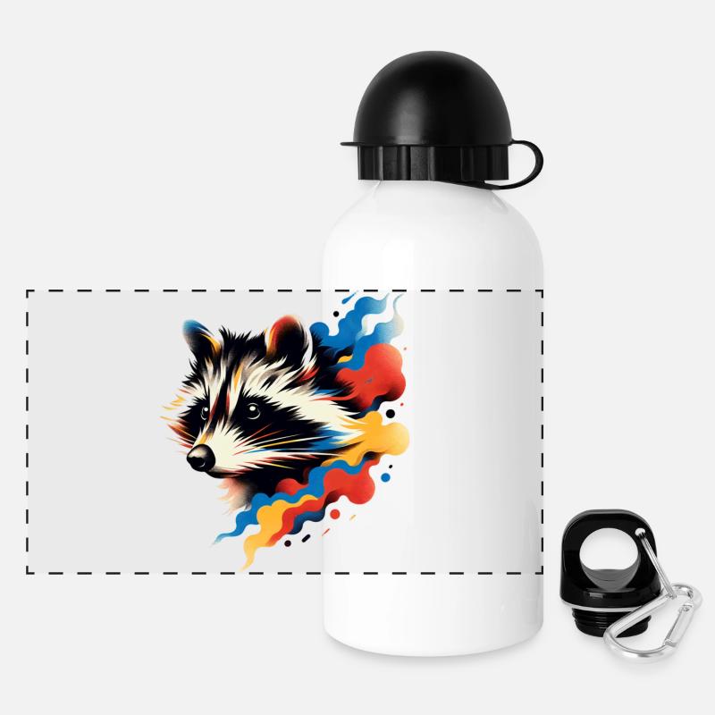 Sky Raccoon - Panorama Trinkflasche mit Deckel 500 ml - Weiß